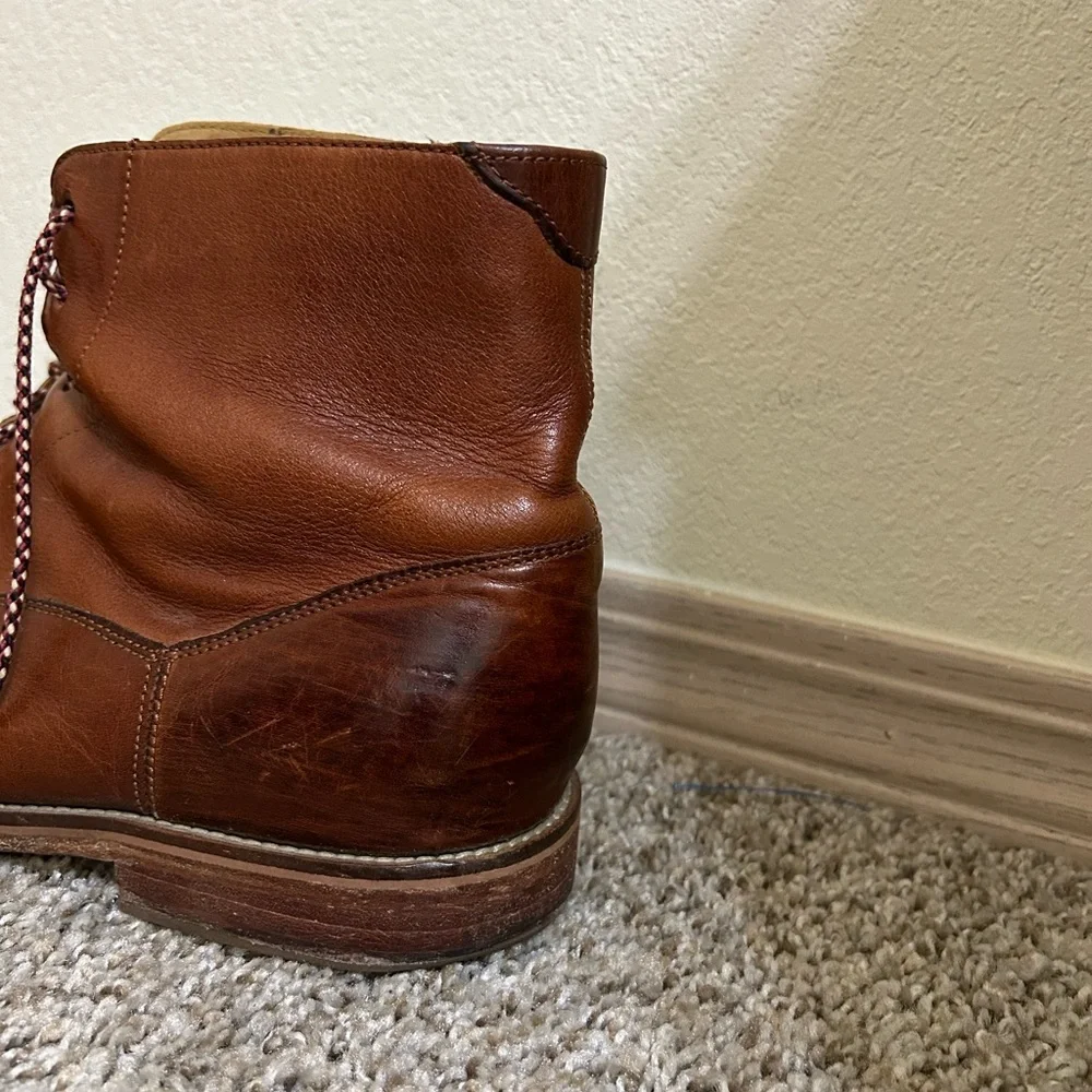 J. Brand Men's Brown Leather Lace-Up Ankle Boot Business Travel Size 11.5 Fellow